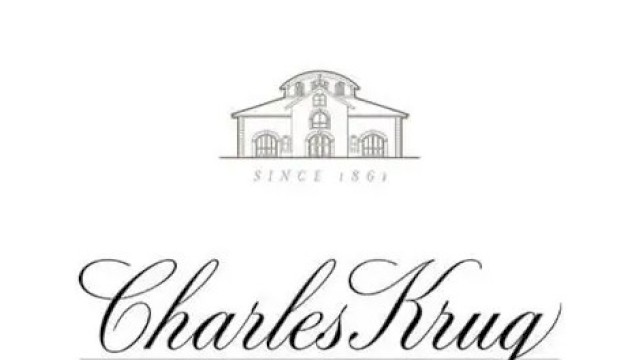 Charles Krug winery logo with a building sketch and 
